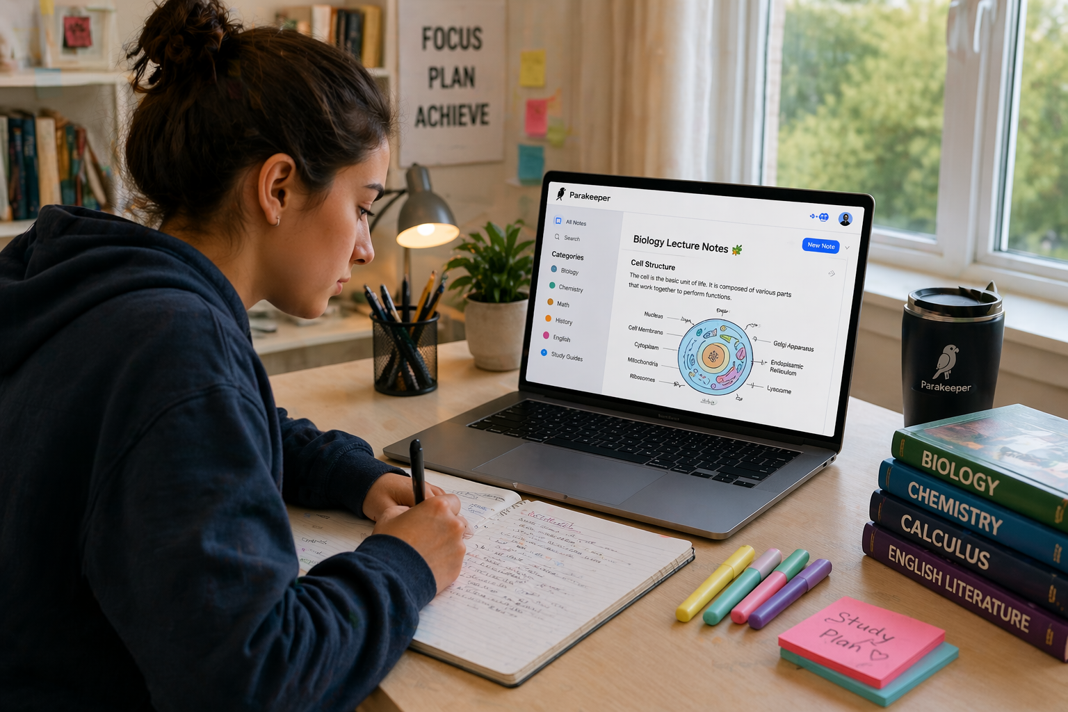 Student using Parakeeper to organize notes and assignments